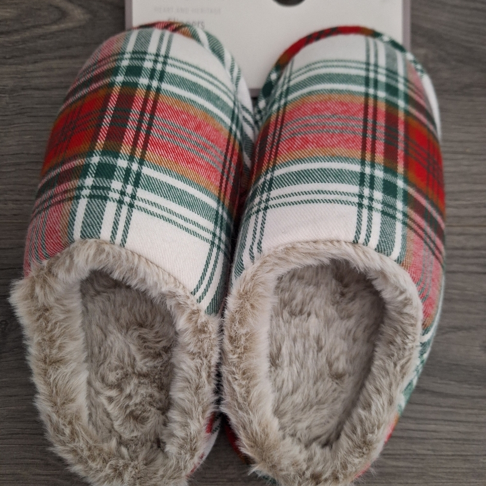 Plaid Kids Slippers With Indoor Outdoor Bottoms